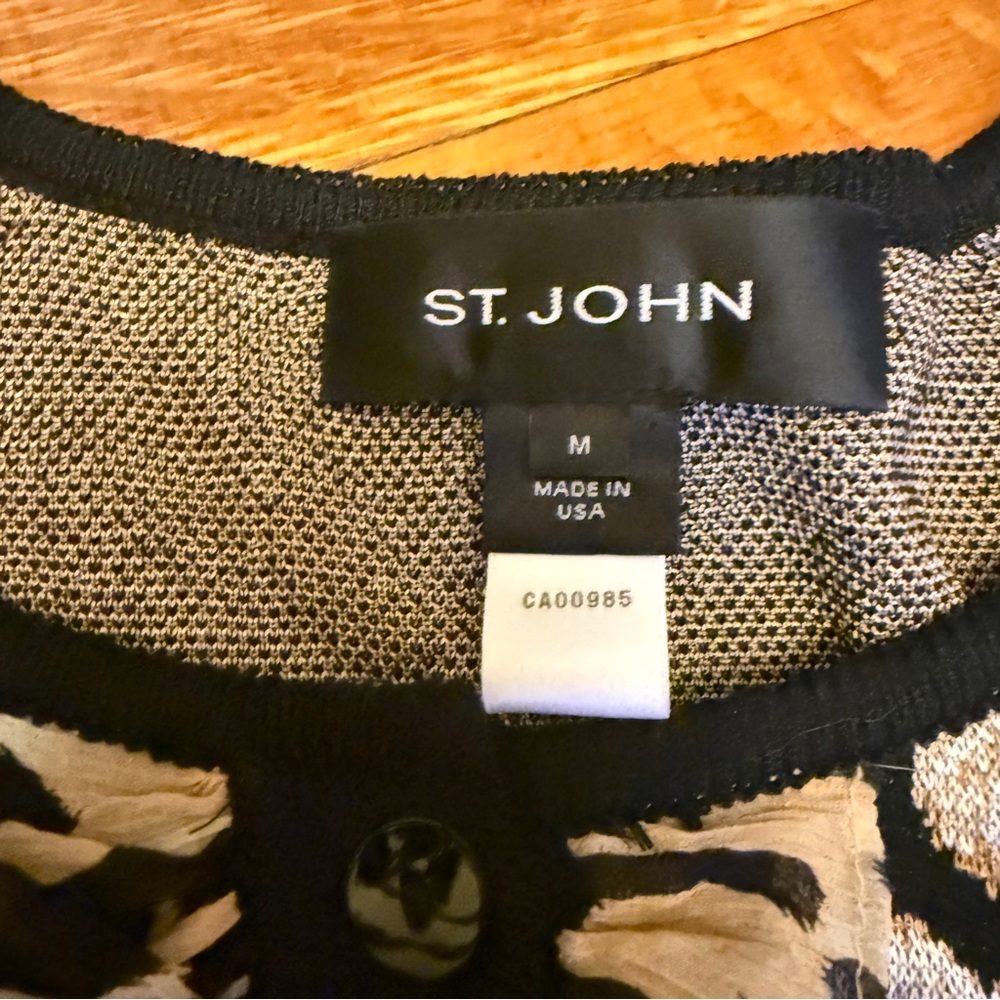 St. John Animal Print Ruffle Cardigan - Picture 5 of 9